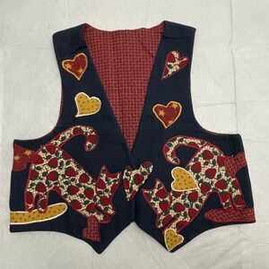 Child's Applique Cats & Hearts Quilted Vest Handcrafted